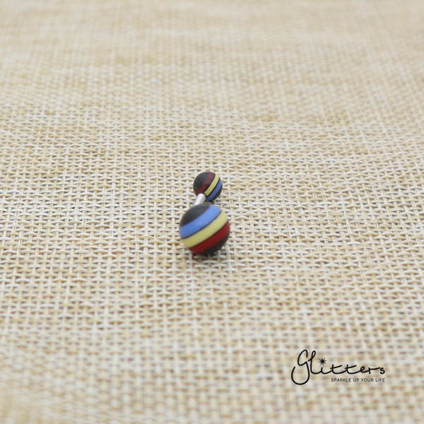14 Gauge Acrylic Multi Color Strips Balls Belly Button Ring-Belly Ring, Body Piercing Jewellery, Sale-bj0062-strip35-Glitters