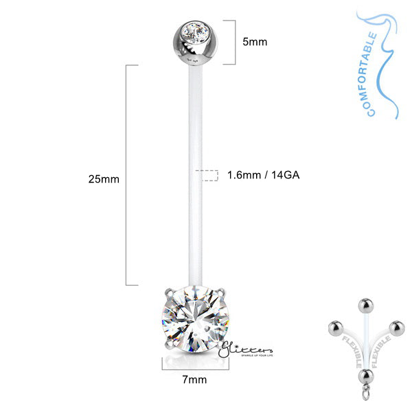 Double Jeweled Prong Set Round CZ Pregnancy Bioflex Belly Ring - Pink-Belly Ring, Bio Flex, Body Piercing Jewellery, Cubic Zirconia, Pregnancy, Retainer-bj0220-02_6c292dfa-e3b1-4865-b31f-fb0d368c8363-Glitters