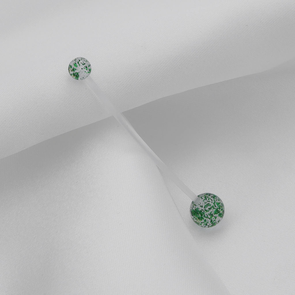 Glitters Acrylic Balls Pregnancy Bioflex Belly Button Ring - Green-Belly Ring, Bio Flex, Body Piercing Jewellery, New, Pregnancy, Retainer-bj0319-g1_1-Glitters