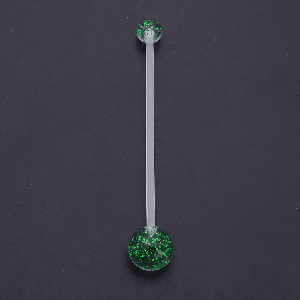 Glitters Acrylic Balls Pregnancy Bioflex Belly Button Ring - Green-Belly Ring, Bio Flex, Body Piercing Jewellery, New, Pregnancy, Retainer-bj0319-g21-Glitters