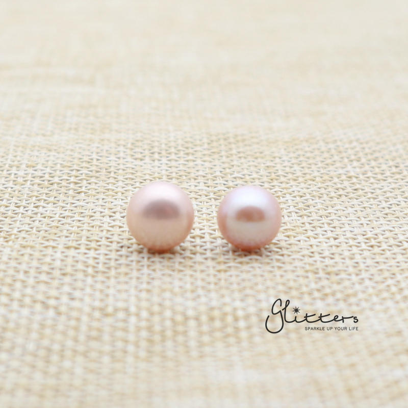 Light Purple Cultured Freshwater Pearl with Sterling Silver Post Women's Stud Earrings-6mm | 7mm | 8mm | 9mm-earrings, Freshwater Pearl, Jewellery, Sterling Silver Post, Stud Earrings, Women's Earrings-er0022-purple-2-Glitters