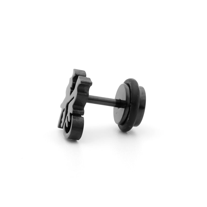 Traditional Chinese Character Long (Dragon) Fake Plug Earring - Black-Body Piercing Jewellery, earrings, Fake Plug, Jewellery, Men's Earrings, Men's Jewellery, Stainless Steel-fp0205-k2_800-Glitters