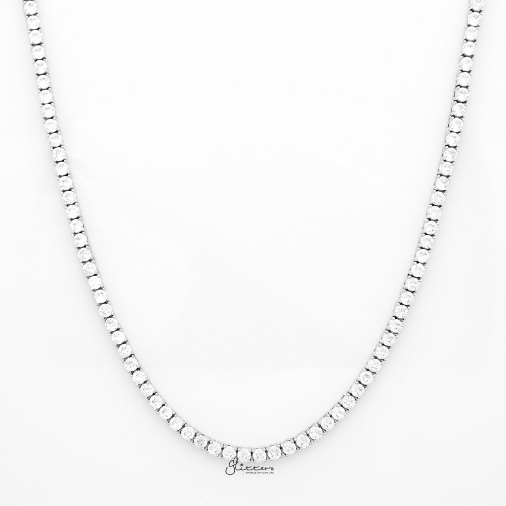 3mm Round Cut C.Z Tennis Necklace-Chain Necklaces, Cubic Zirconia, Hip Hop, Hip Hop Chains, Iced Out, Jewellery, Men's Chain, Men's Jewellery, Men's Necklace, Necklaces, Pendant Chain, Women's Jewellery-nk1038-s1_1-Glitters
