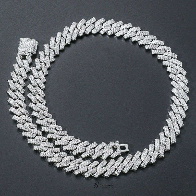 14mm Iced Out CZ Paved Miami Cuban Chain - Silver-Chain Necklaces, Hip Hop, Hip Hop Chains, Iced Out, Jewellery, Men's Chain, Men's Jewellery, Men's Necklace, Necklaces, Women's Jewellery-nk1042s2-800-Glitters