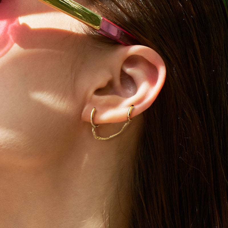 316L Surgical Steel Chain Linked Ear Huggie Hoops - Gold-Body Piercing Jewellery, Ear Chain, Ear Cuffs, Earrings, Jewellery-ns0105m_a702c4cd-11b9-4b06-8f8d-c6d4ff9f63f8-Glitters