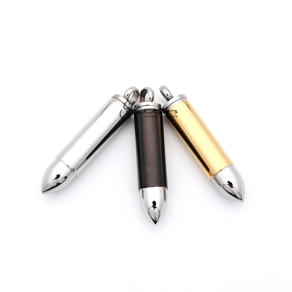 Stainless Steel Openable Bullet Pendant - Keepsake | Memorial-Jewellery, Men's Jewellery, Men's Necklace, Necklaces, Pendants, Stainless Steel, Stainless Steel Pendant-sp0244_-1000-Glitters