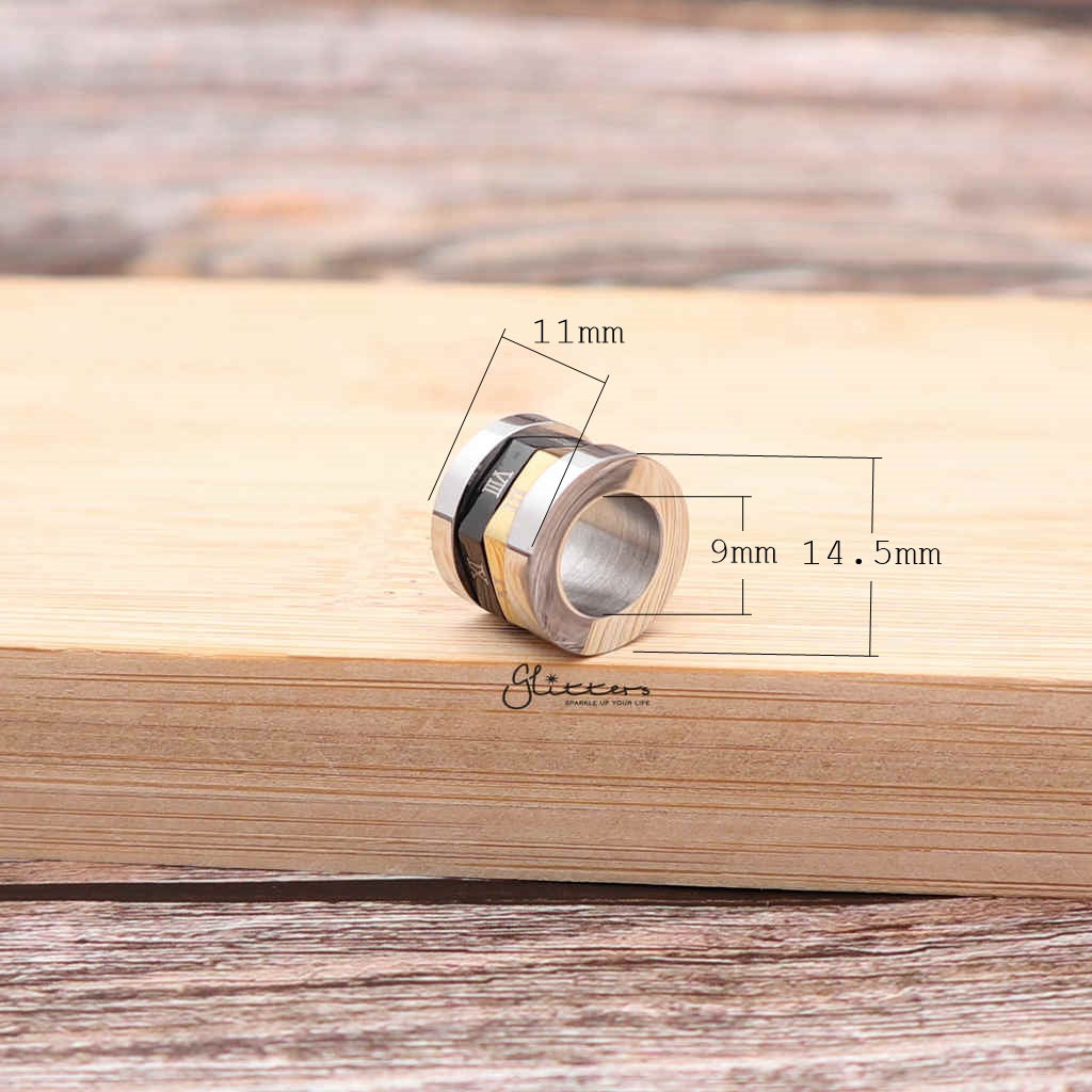 Stainless Steel Three Color Roman Numerals Rotatable Ring Pendant-Jewellery, Men's Jewellery, Men's Necklace, Necklaces, Pendants, Stainless Steel, Stainless Steel Pendant, Women's Jewellery-sp0257_1000-01_New_0426ecfd-72d2-4037-ace7-32485deef7da-Glitters