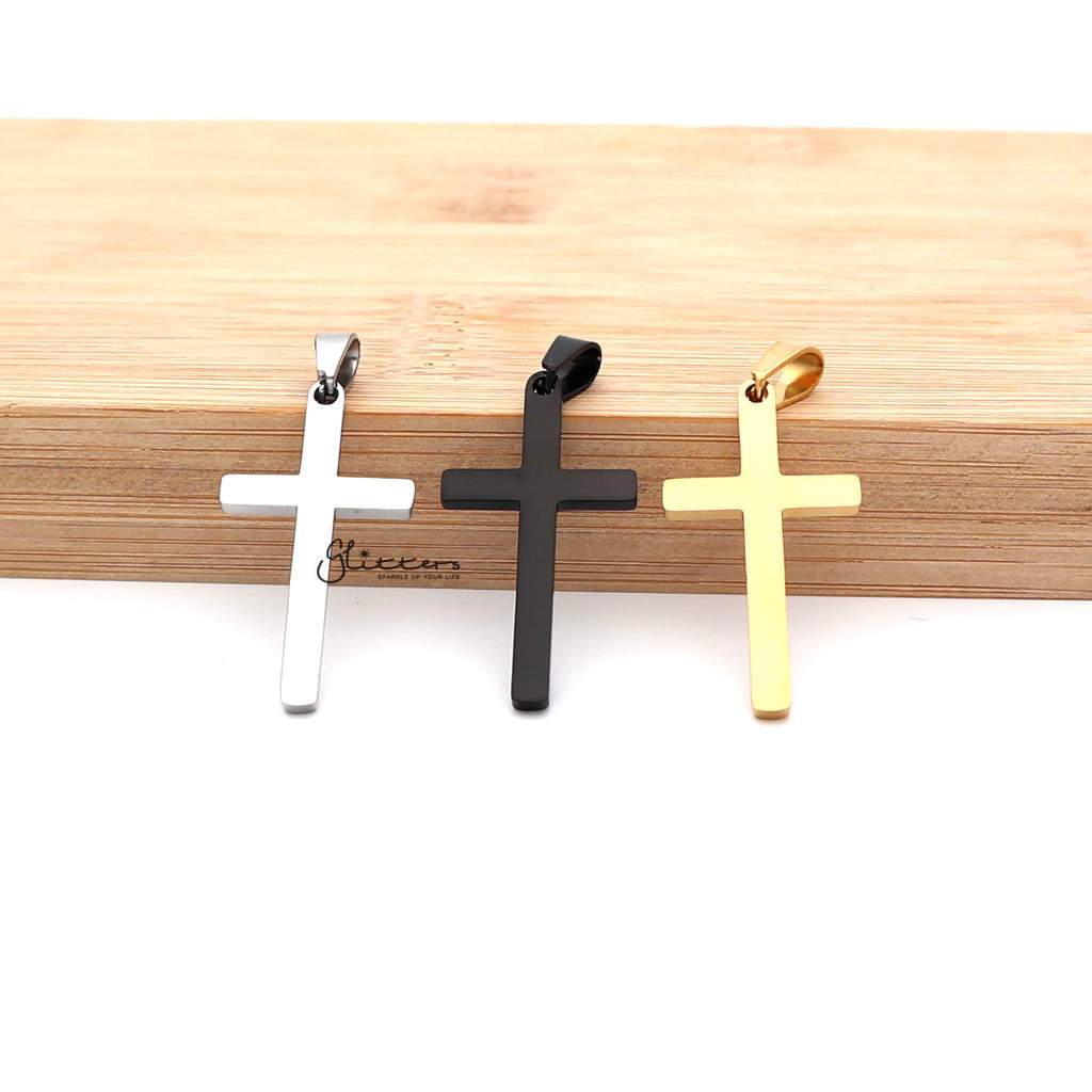 Stainless Steel Plain Medium Cross Pendant - Silver | Gold | Black-Jewellery, Men's Jewellery, Men's Necklace, necklace, Necklaces, Pendants, Stainless Steel, Stainless Steel Pendant, Women's Jewellery, Women's Necklace-sp0263_1000-Glitters