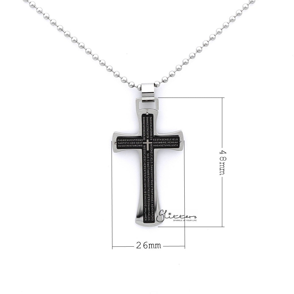 Stainless Steel Double Layer Cross Pendant - Silver | Gold | Black-Jewellery, Men's Jewellery, Men's Necklace, necklace, Necklaces, Pendants, Stainless Steel, Stainless Steel Pendant-sp0264_1000-03_New-Glitters