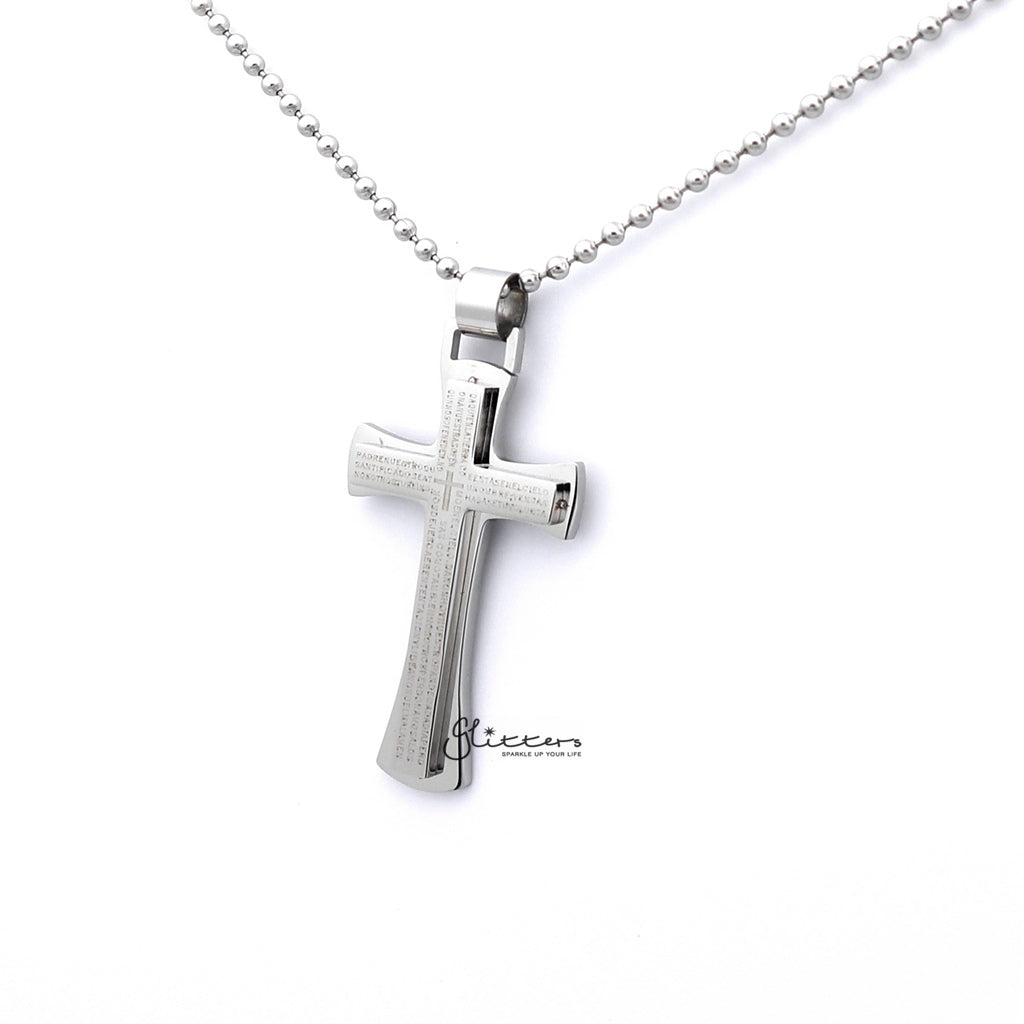 Stainless Steel Double Layer Cross Pendant - Silver | Gold | Black-Jewellery, Men's Jewellery, Men's Necklace, necklace, Necklaces, Pendants, Stainless Steel, Stainless Steel Pendant-sp0264_1000-04-Glitters