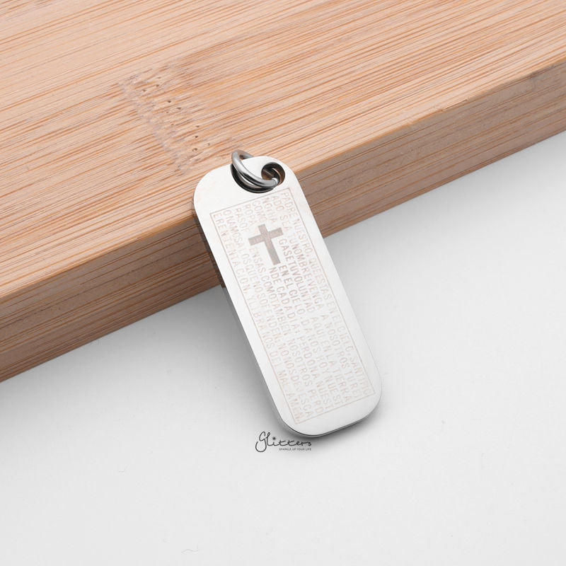 Stainless Steel Our Father Prayer Tag Pendant - Spanish Version-Jewellery, Men's Jewellery, Men's Necklace, Necklaces, Pendants, Stainless Steel, Stainless Steel Pendant, Women's Jewellery, Women's Necklace-sp0298_1__800-Glitters