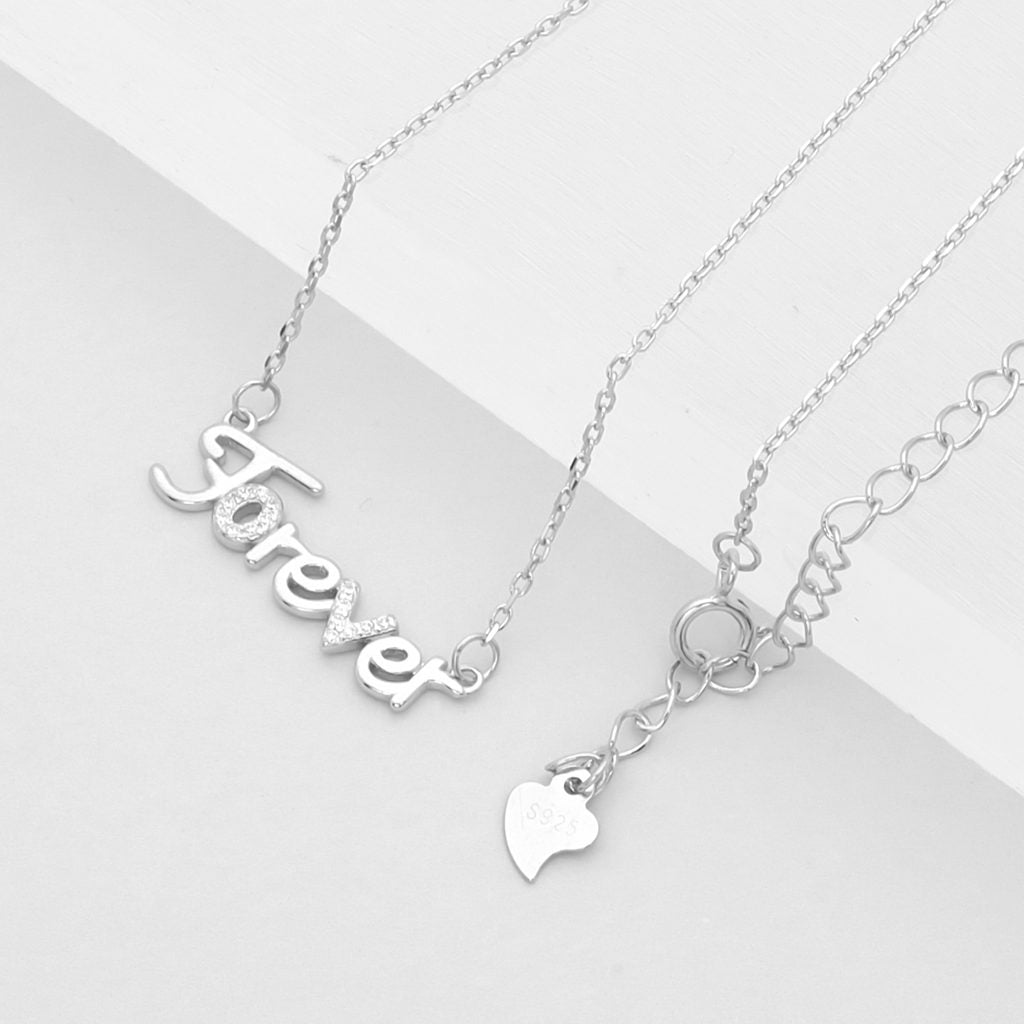 Sterling Silver Forever Necklace-Cubic Zirconia, Jewellery, Necklaces, New, Sterling Silver Necklaces, Women's Jewellery, Women's Necklace-ssp0191-3_1-Glitters