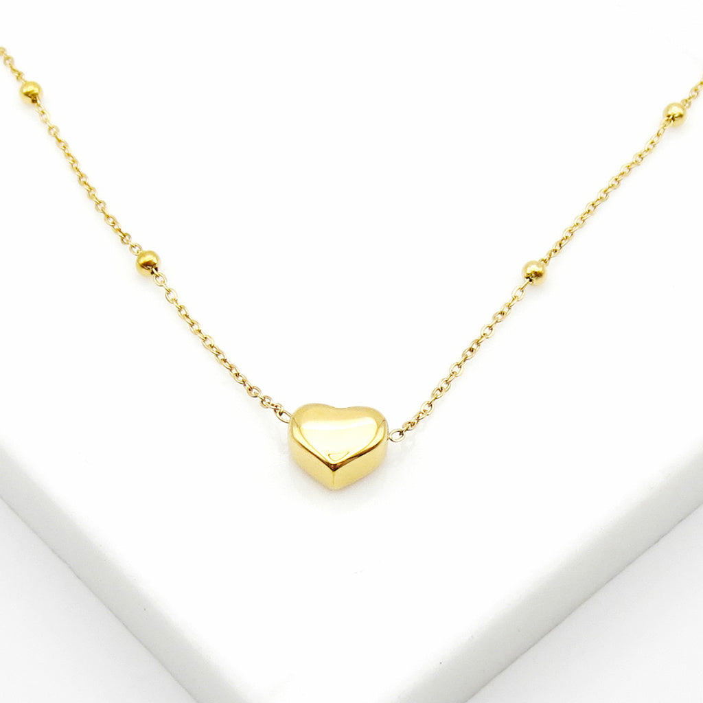 Stainless Steel Heart Charm Anklet - Gold-Anklet-3-Glitters