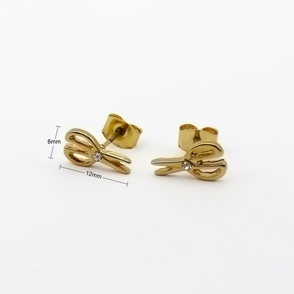 Crystal Scissors Stud Earrings-Stud Earrings-3-Glitters