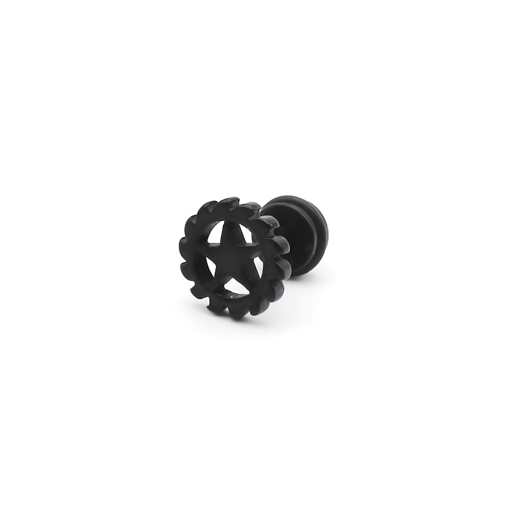 Stainless Steel Gear Star Fake Plug Earring-Fake Plugs-5-Glitters