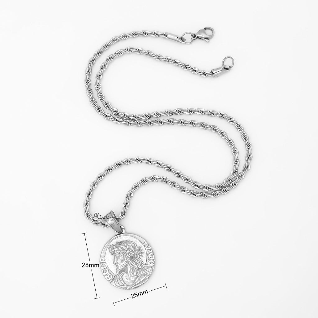 Stainless Steel Jesus Coin Pendant  - Gold
