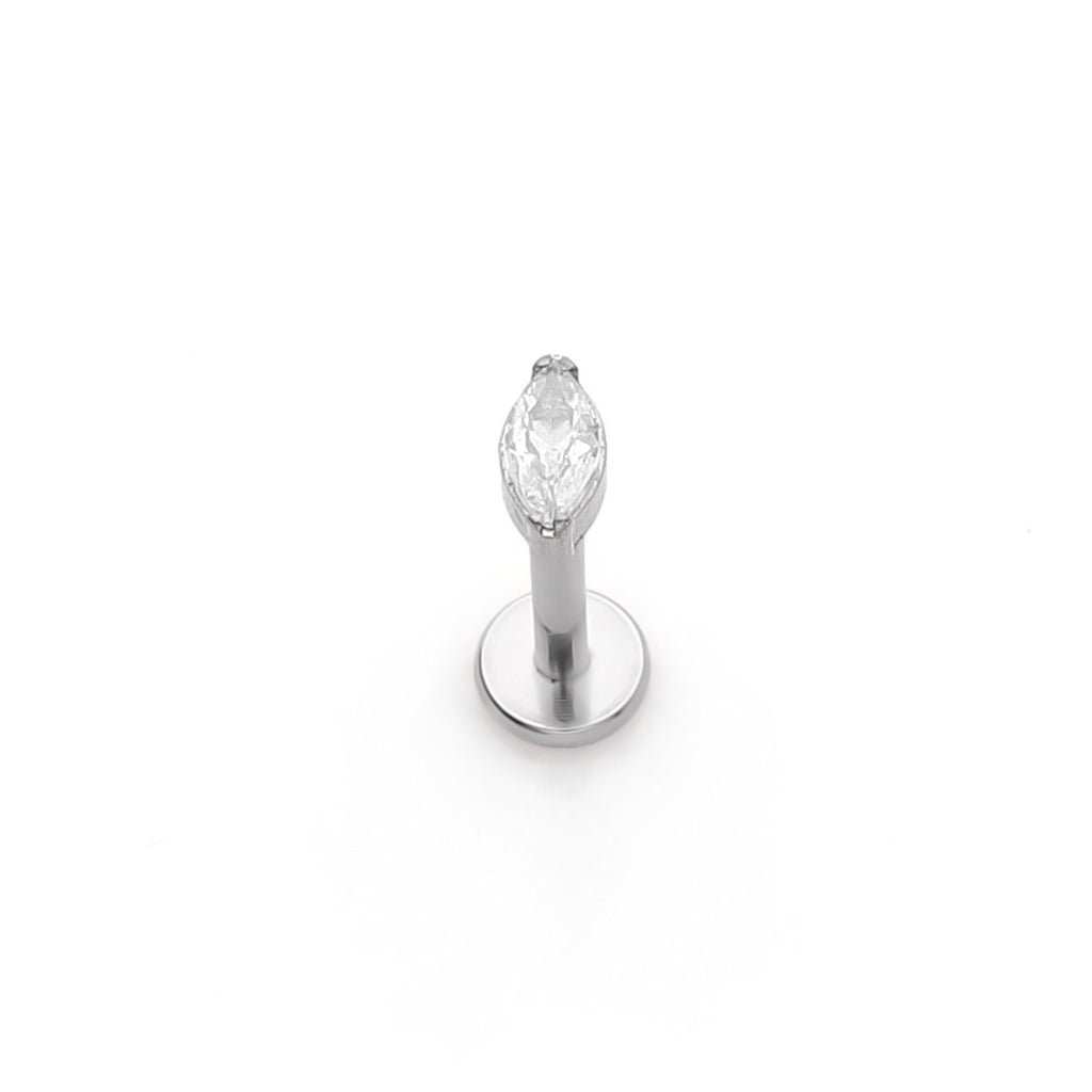 Marquis CZ Top Internally Threaded Flat Back Stud-Tragus | Cartilage | Daith | Conch-1-Glitters