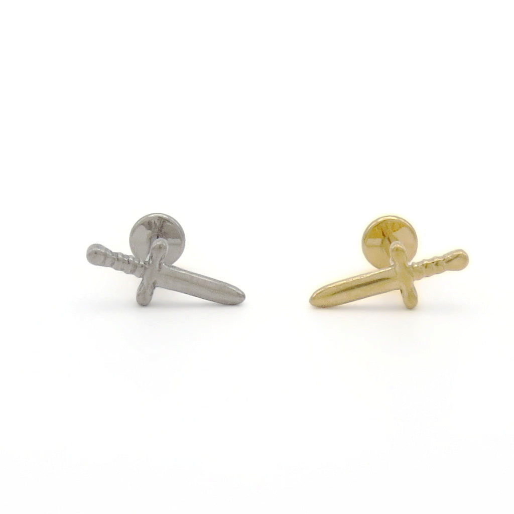 Titanium Dagger Top Internally Threaded Flat Back Stud Earring-Tragus | Cartilage | Daith | Conch-6-Glitters