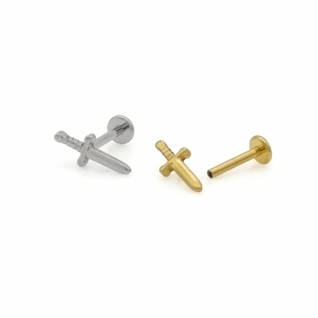 Titanium Dagger Top Internally Threaded Flat Back Stud Earring-Tragus | Cartilage | Daith | Conch-7-Glitters