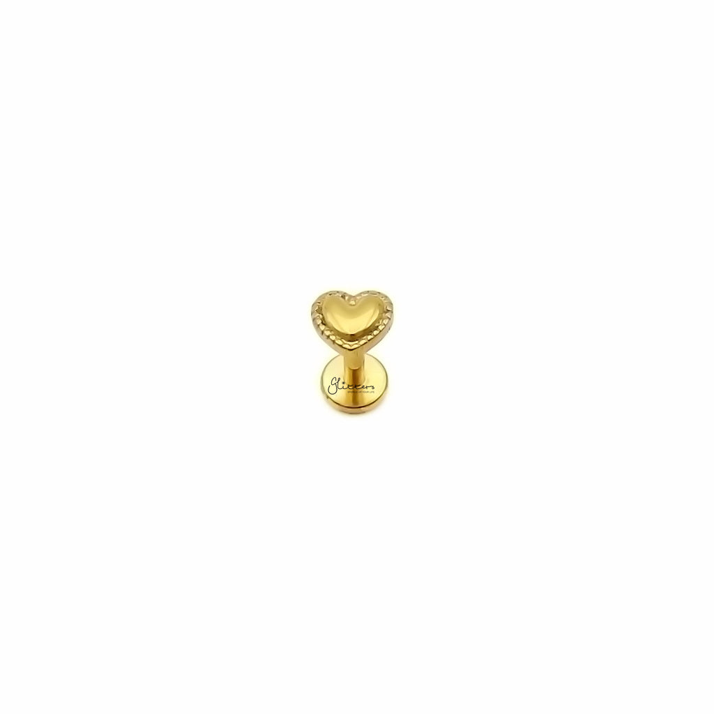 Beaded Edge Heart Titanium Flat Back Stud Earring