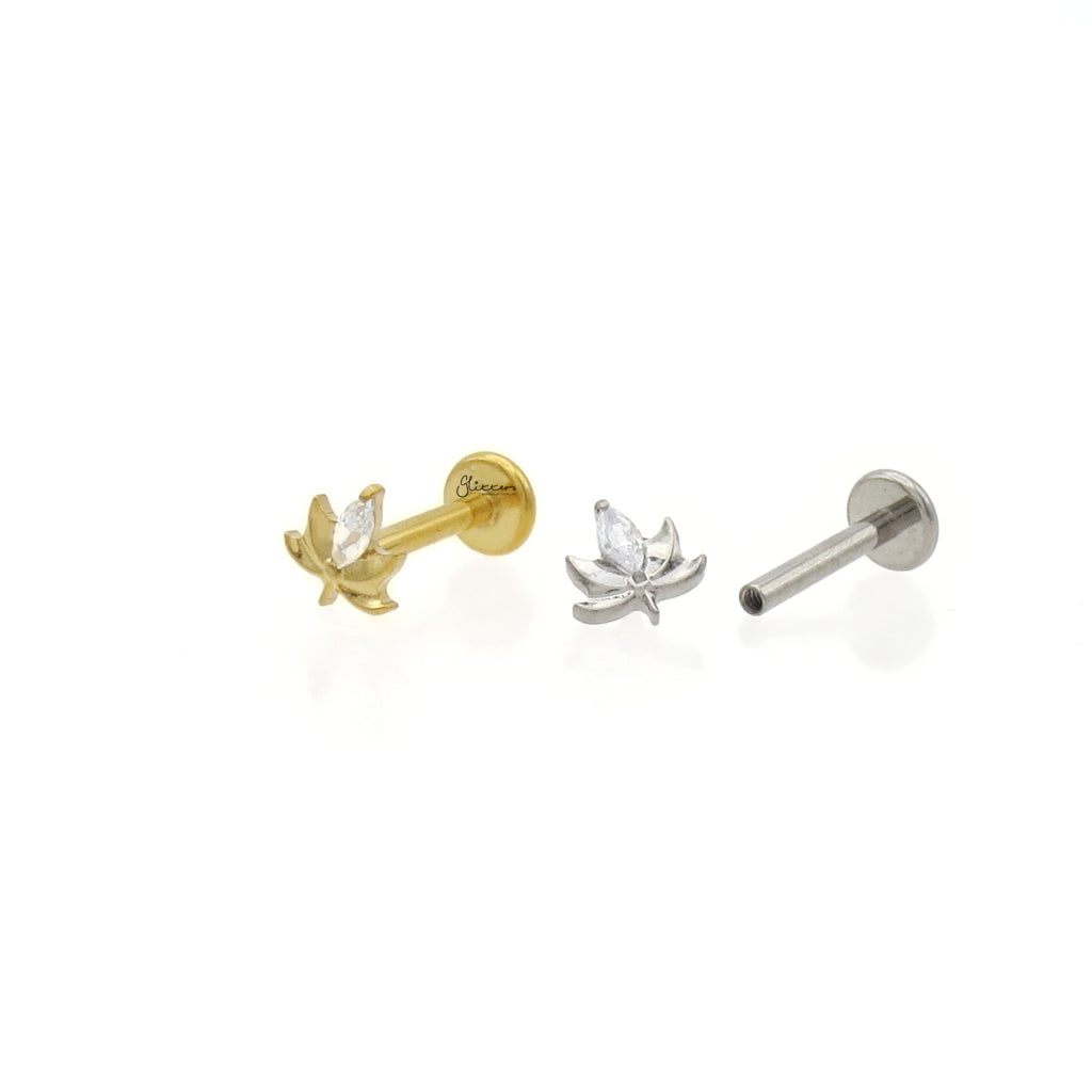 Marquise CZ Lotus Titanium Flat Back Stud Earring-Tragus | Cartilage | Daith | Conch-3-Glitters