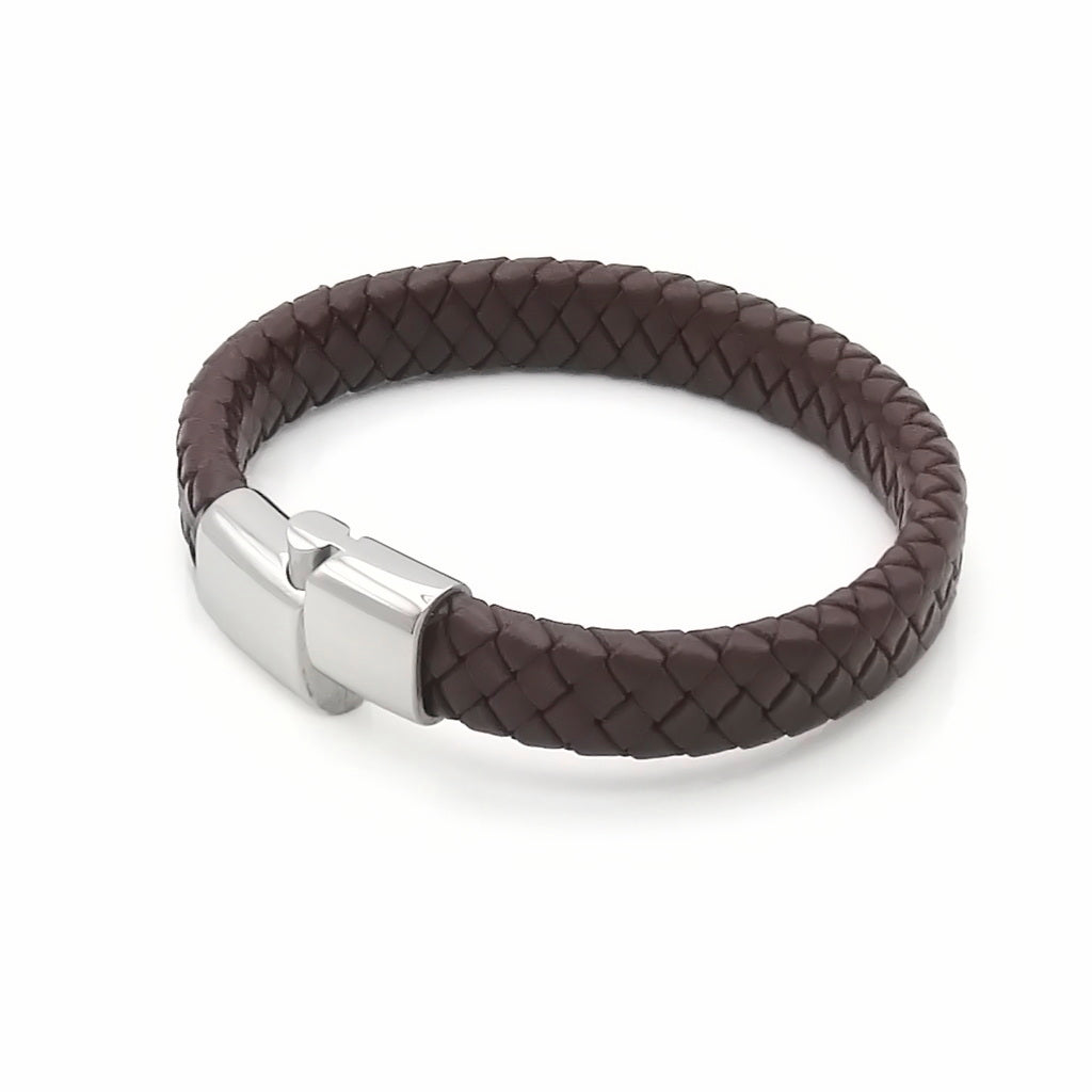 Classic Brown Braided Leather Bracelet-Leather Bracelets-4-Glitters