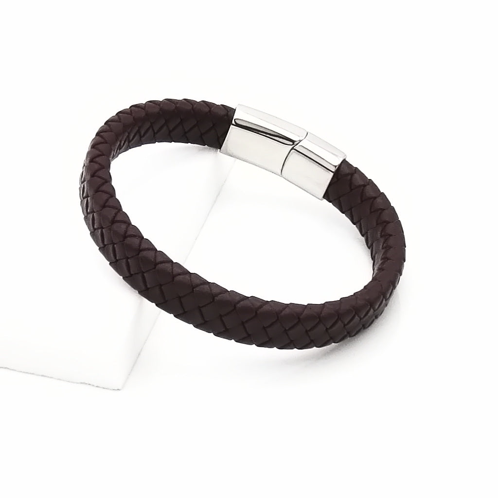 Classic Brown Braided Leather Bracelet-Leather Bracelets-3-Glitters