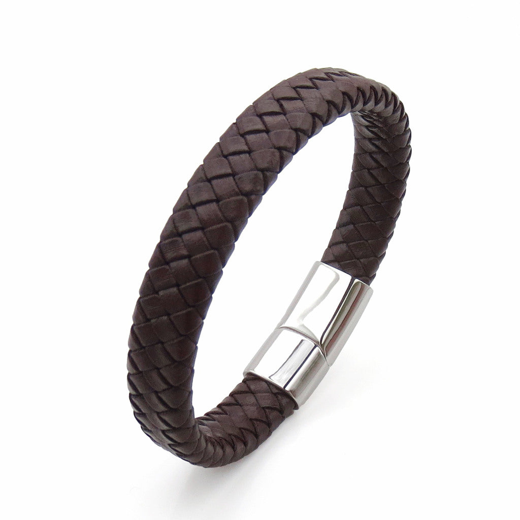Classic Brown Braided Leather Bracelet-Leather Bracelets-1-Glitters