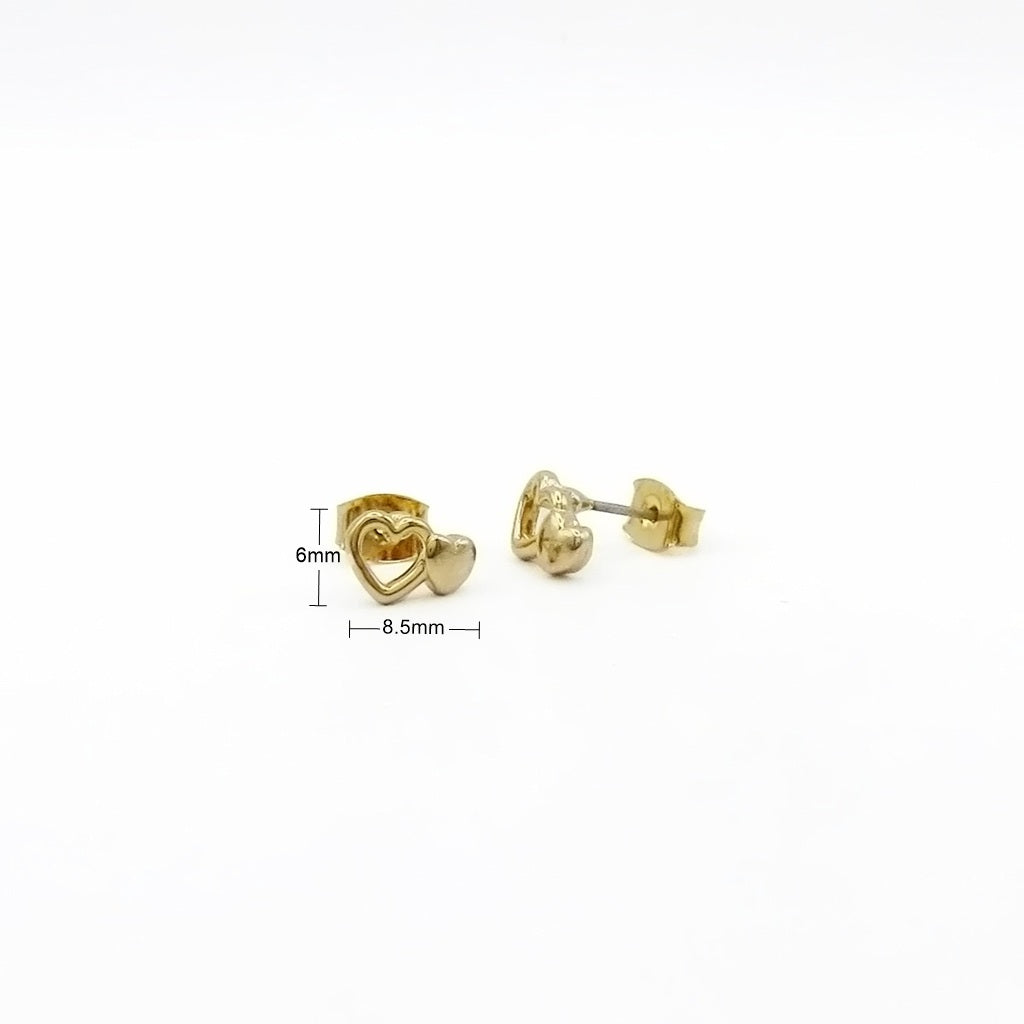 Double Heart Stud Earrings