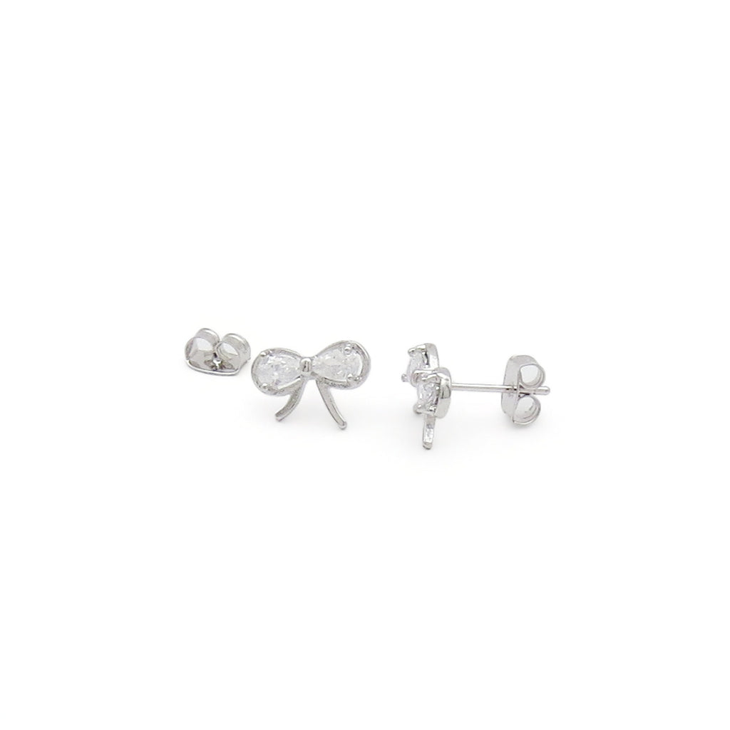 CZ Bow Stud Earrings-Stud Earrings-3-Glitters