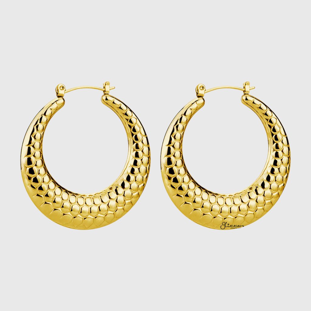 Stainless Steel Chunky Hoop Earrings - Gold-Earrings-1-Glitters