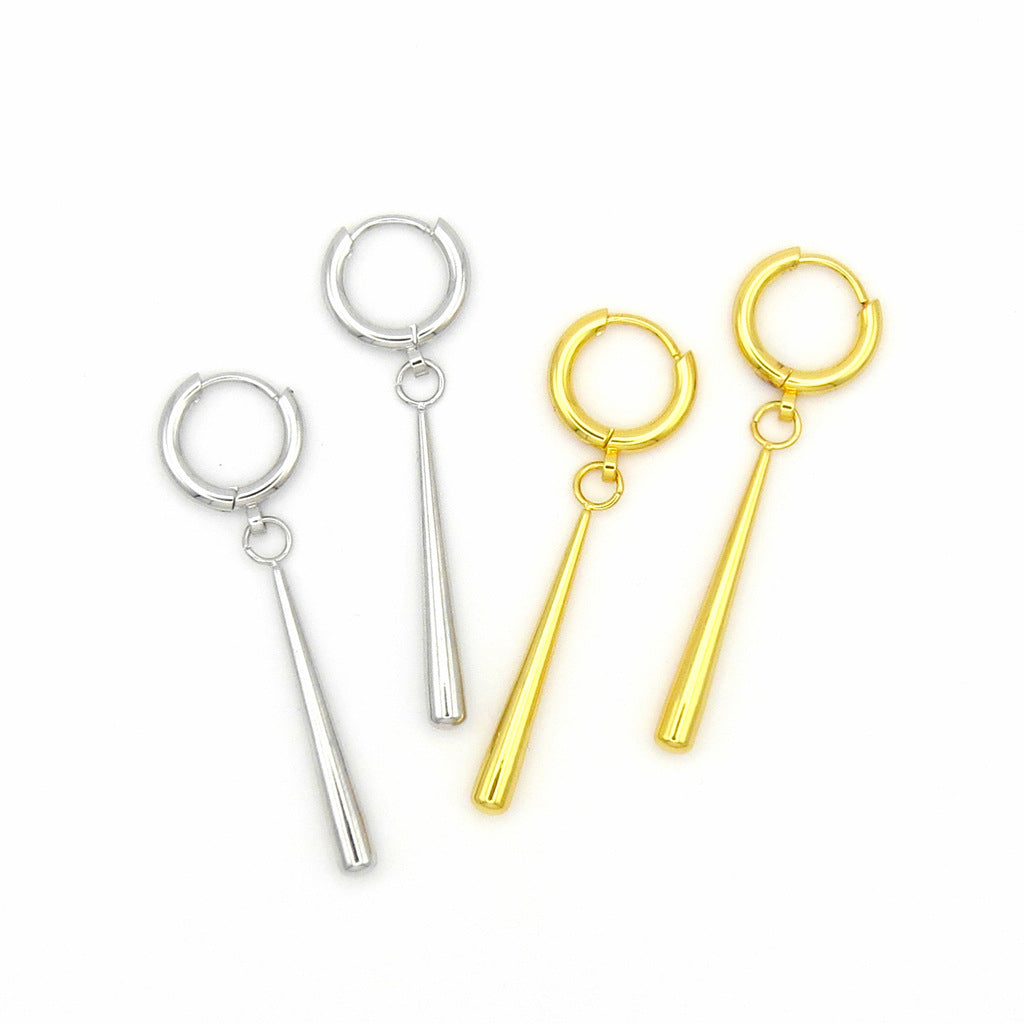 Stainless Steel Minimalist Bar Drop Hoop Earrings-Earrings-1-Glitters