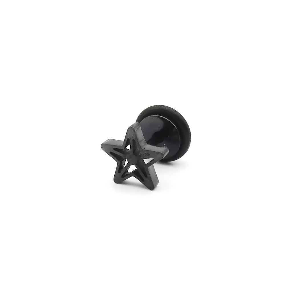Stainless Steel Cutout Star Fake Plug Earring-Fake Plugs-4-Glitters