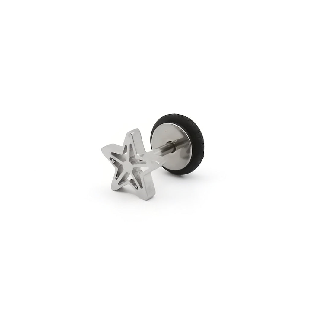 Stainless Steel Cutout Star Fake Plug Earring-Fake Plugs-3-Glitters