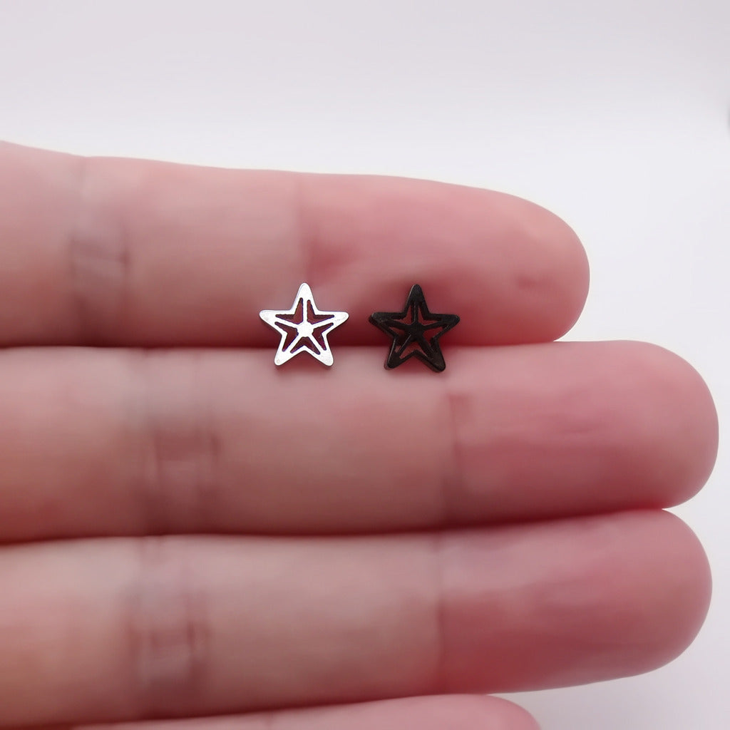 Stainless Steel Cutout Star Fake Plug Earring-Fake Plugs-5-Glitters