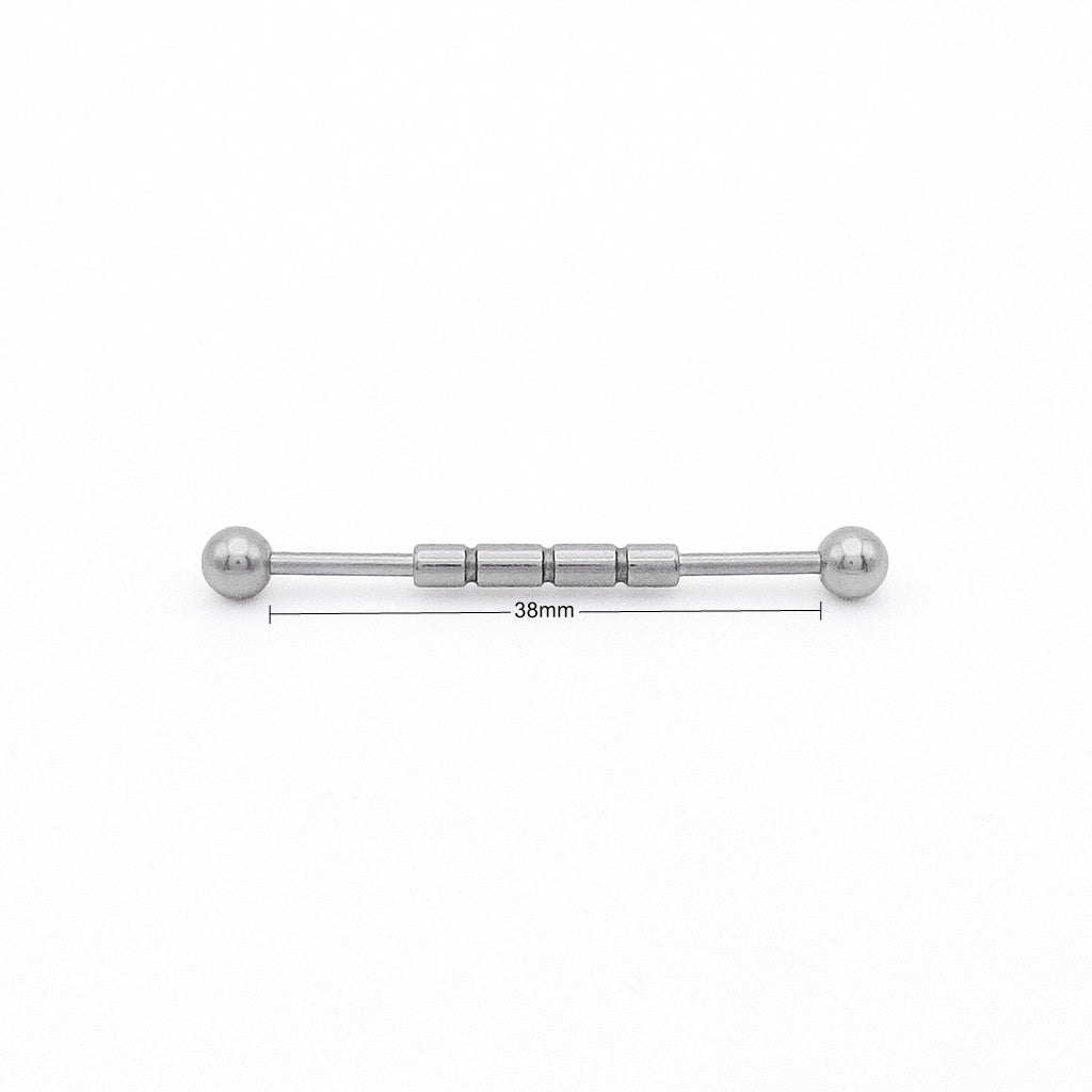 316L Surgical Steel 3-Notched Industrial Barbell