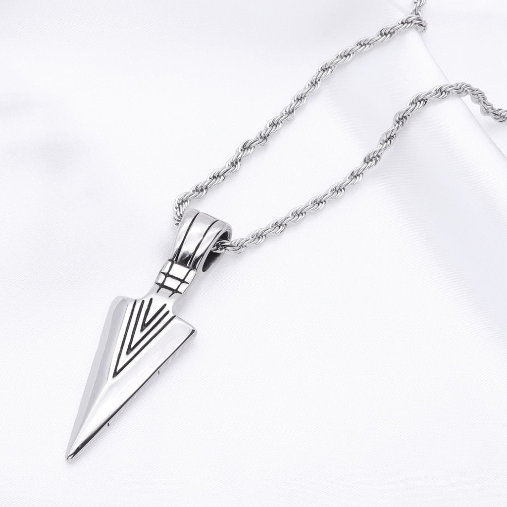 Stainless Steel Arrowhead Pendant - Silver-Pendants-3-Glitters