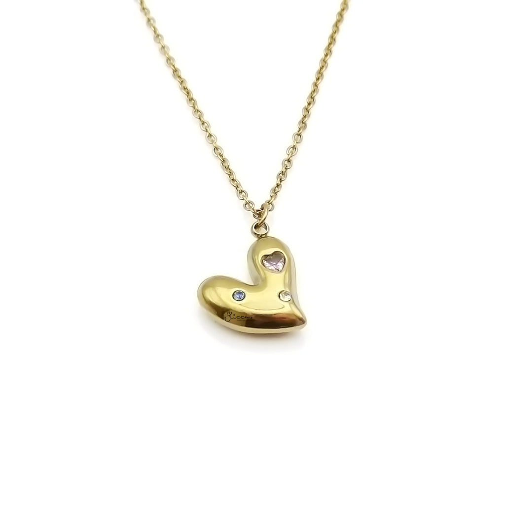 Stainless Steel Liquid Heart Pendant Necklace