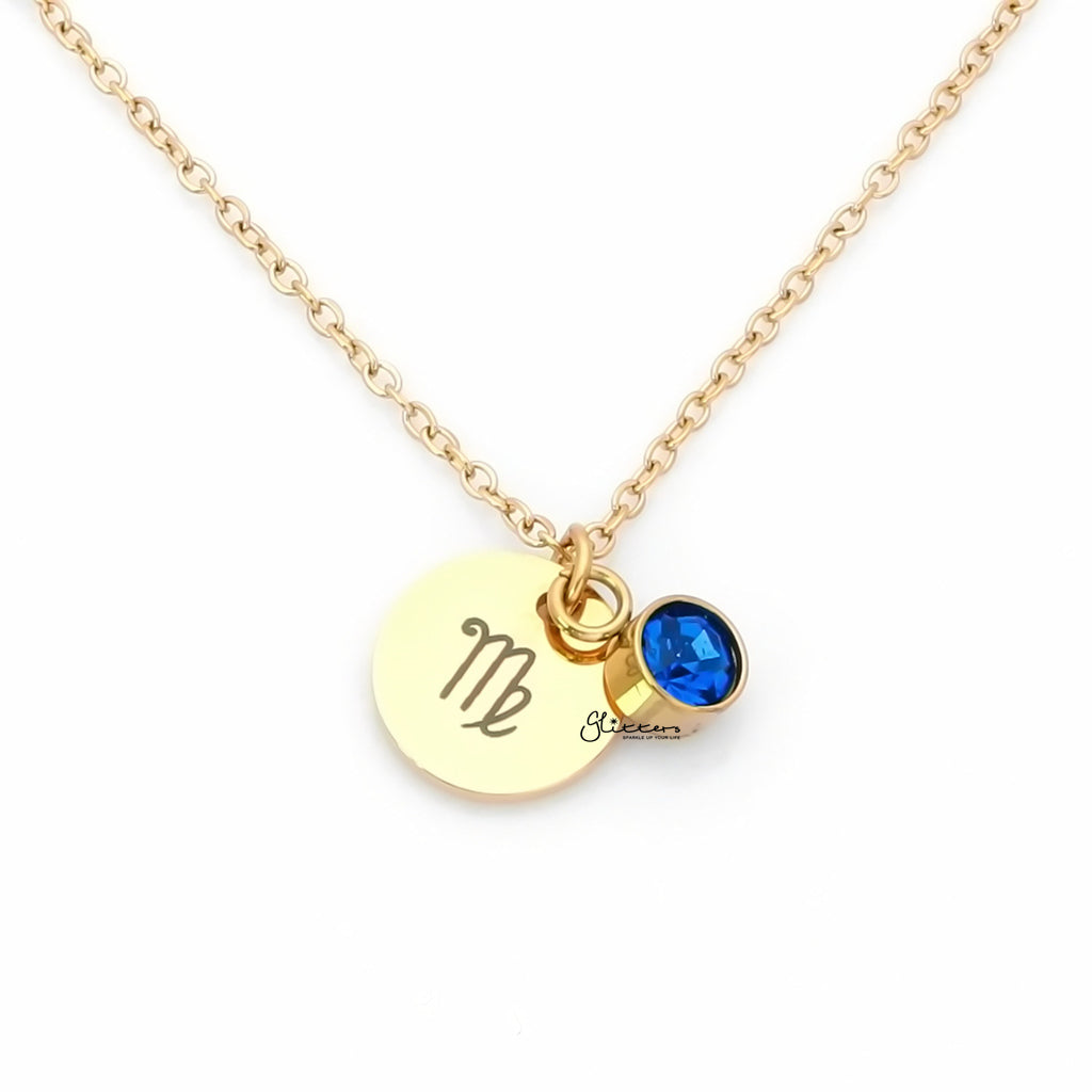 Personalised Round Disc Necklace - Zodiac-Personalised Jewellery-6-Glitters