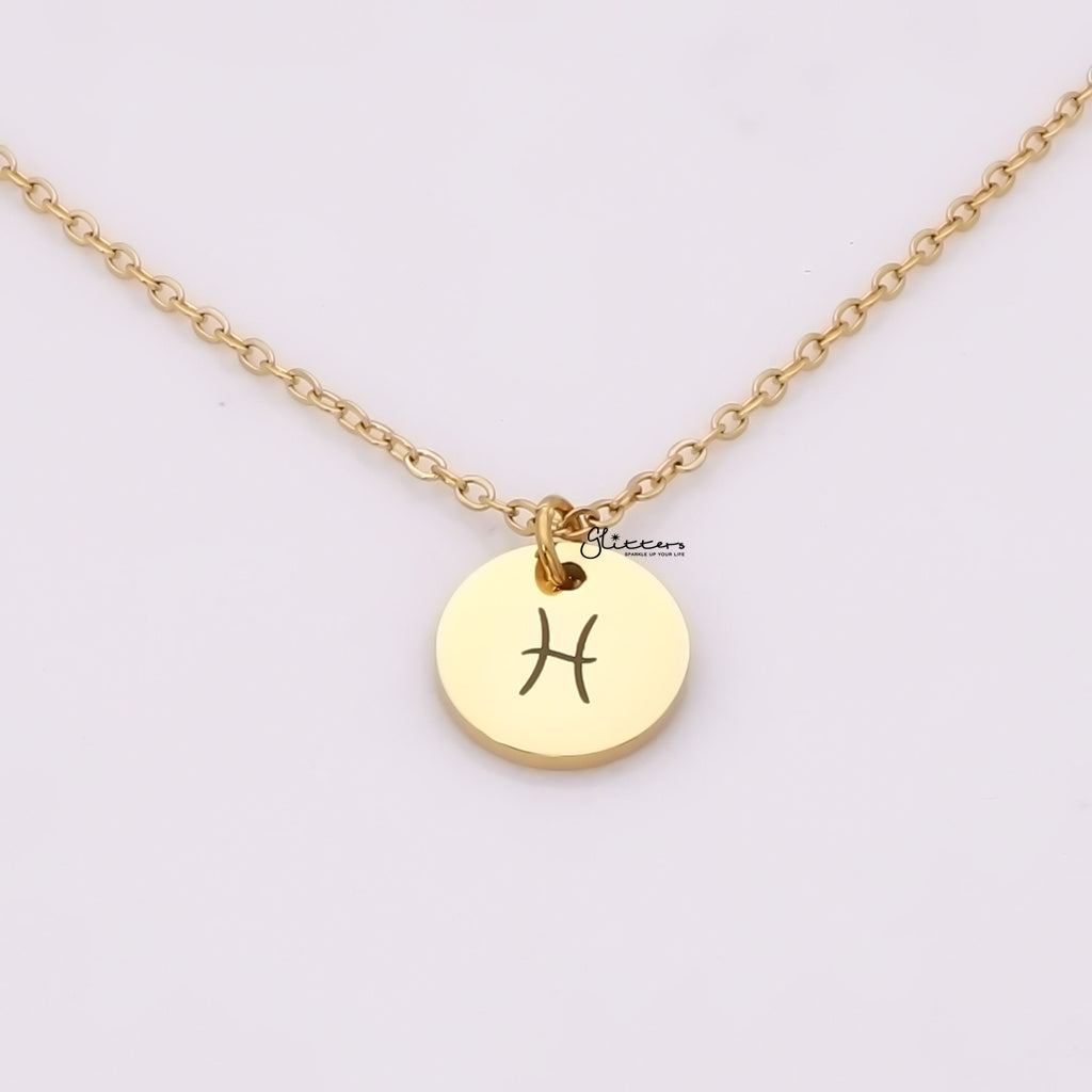 Personalised Round Disc Necklace - Zodiac-Personalised Jewellery-2-Glitters