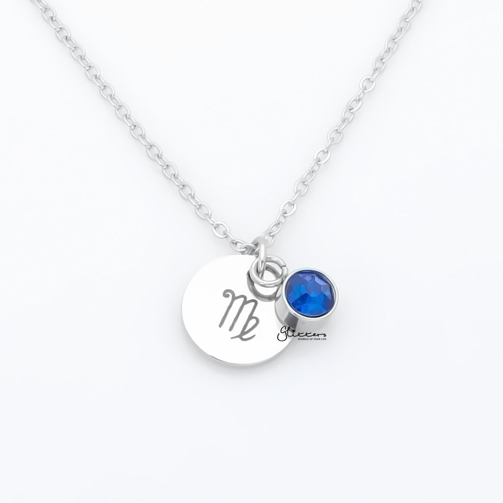 Personalised Round Disc Necklace - Zodiac-Personalised Jewellery-5-Glitters