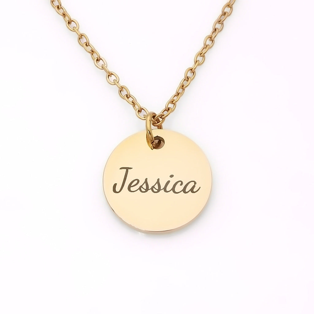 Personalised Round Disc Necklace - Name-Personalised Jewellery-2-Glitters