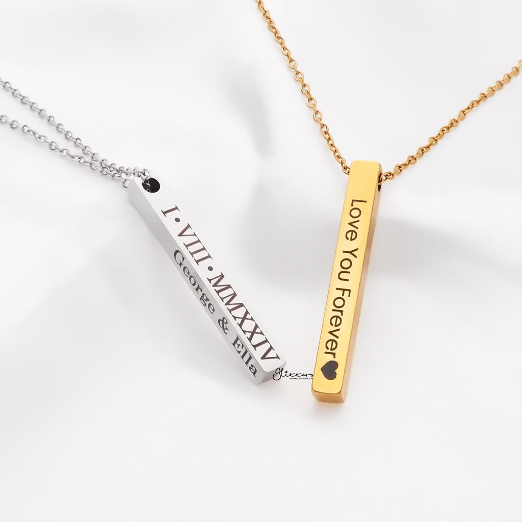 Personalised 3D Bar Necklace-Personalised Jewellery-1-Glitters