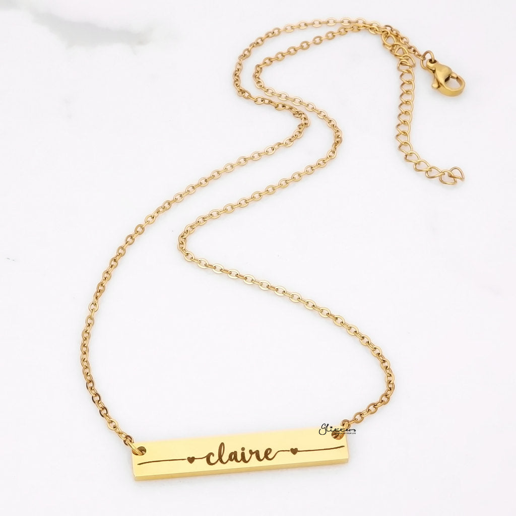 Personalised Horizontal Bar Necklace - Font 7-Personalised Necklaces-5-Glitters