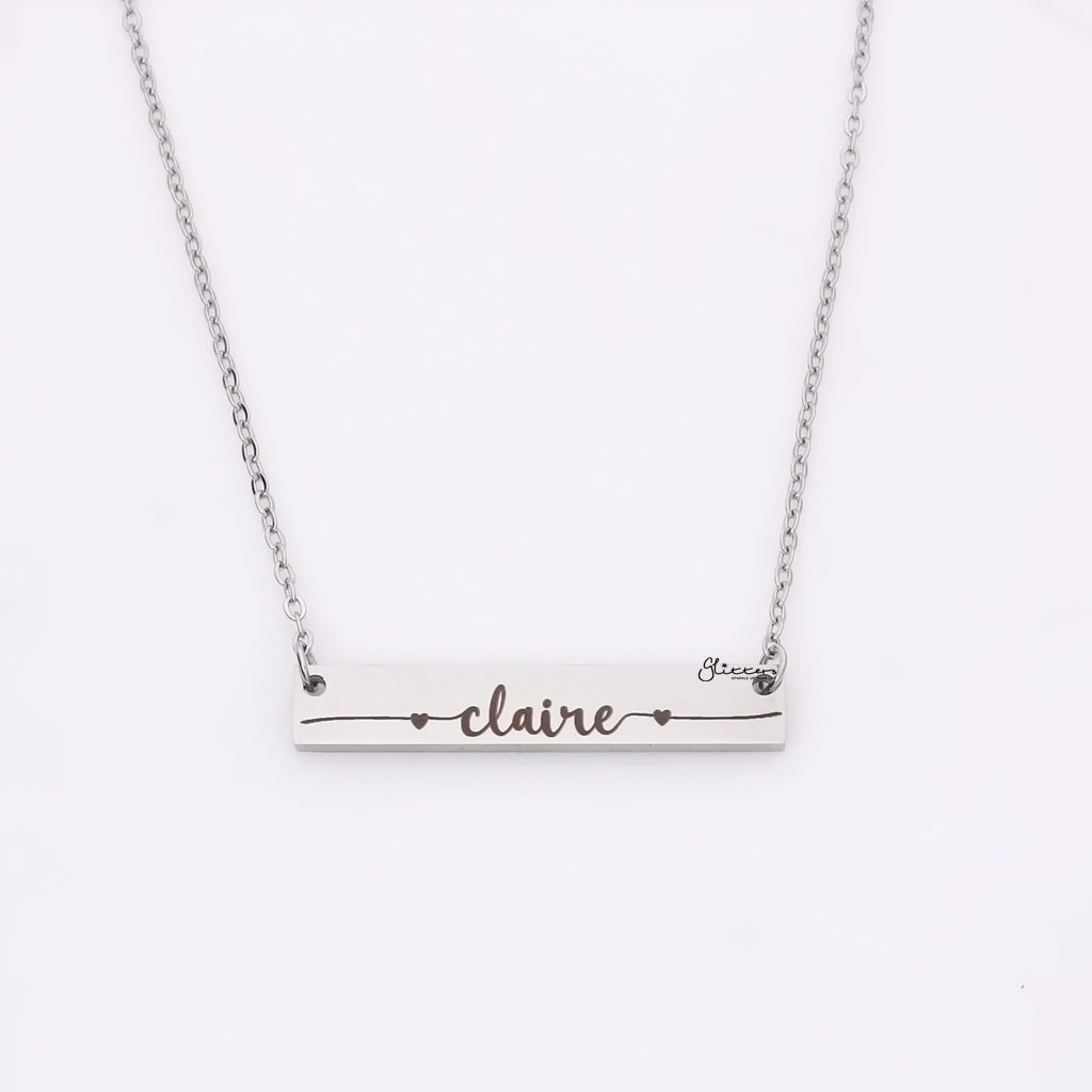 Personalised Horizontal Bar Necklace - Font 7-Personalised Necklaces-2-Glitters