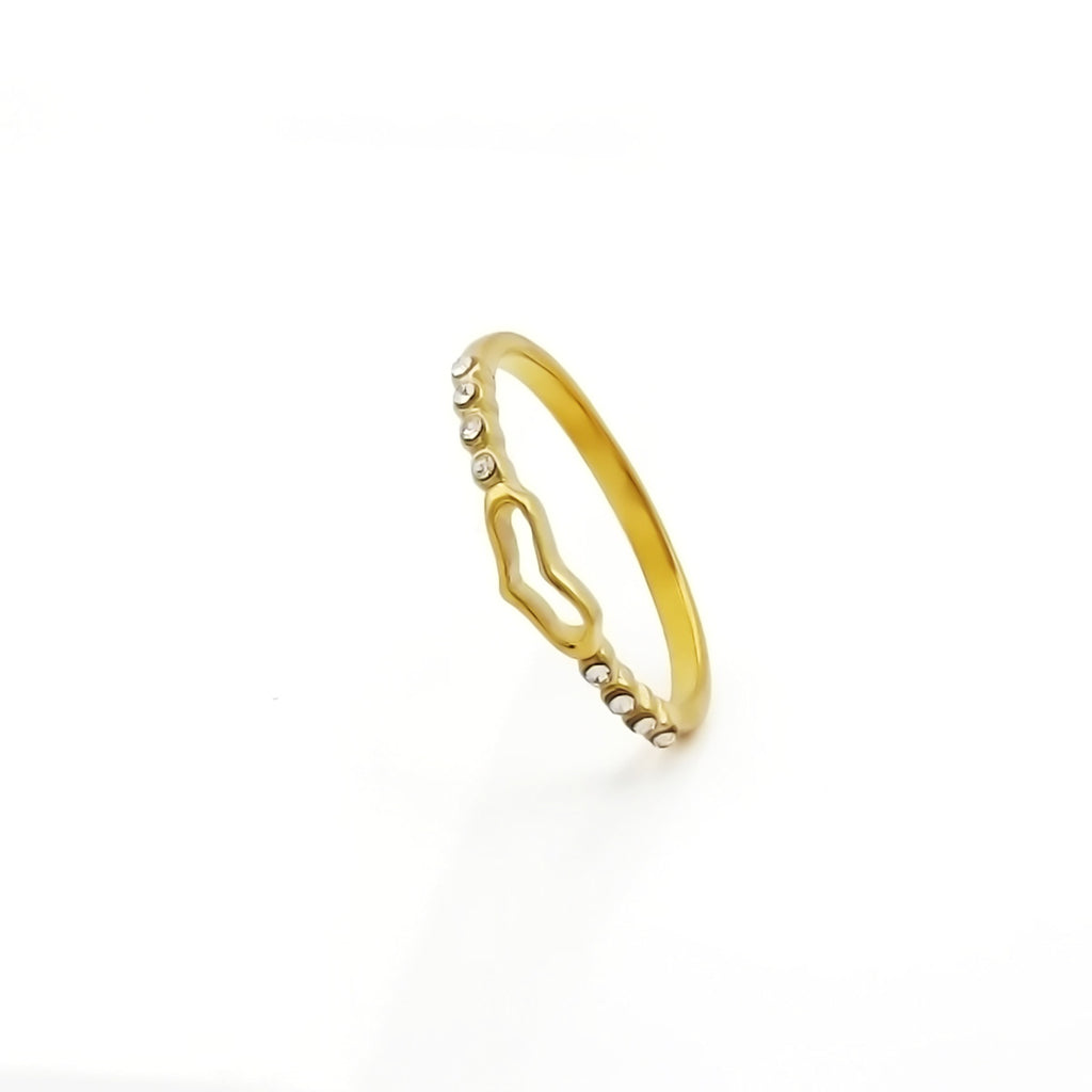 Stainless Steel Hollow Heart Ring - Gold