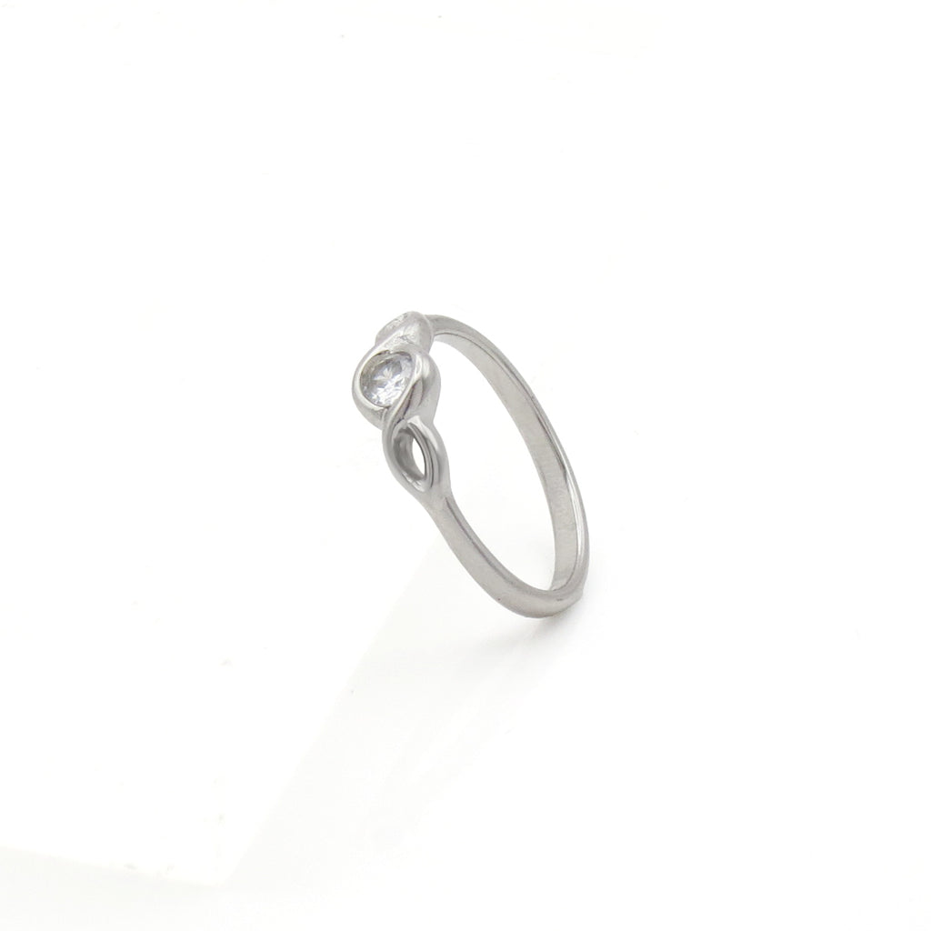 Stainless Steel Infinity CZ Solitaire Ring - Silver