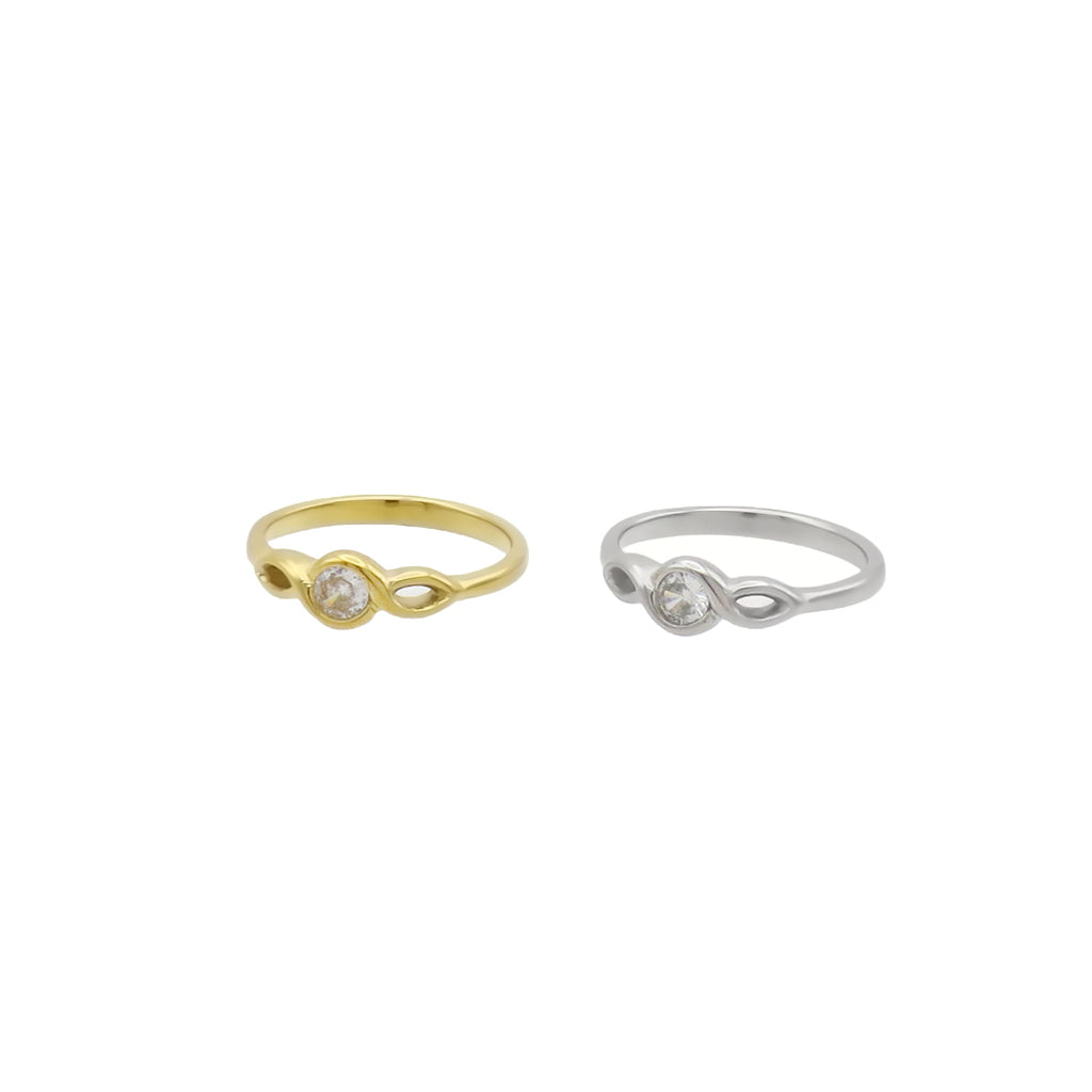 Stainless Steel Infinity CZ Solitaire Ring - Silver