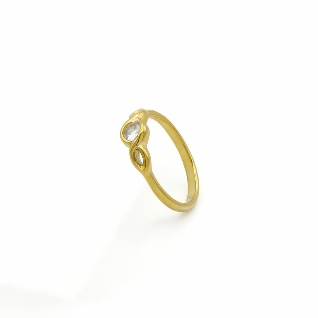 Stainless Steel Infinity CZ Solitaire Ring - Gold