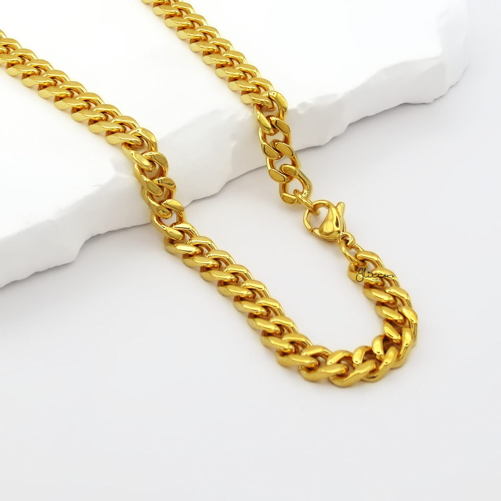 Stainless Steel 6mm Curb Link Chain Necklace - Gold-Stainless Steel Chains-3-Glitters
